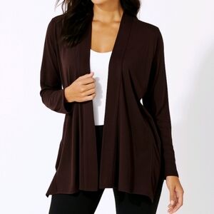 Eileen Fisher 100% Silk Cardigan Brown Long Sleeve Open Front Lightweight Size S